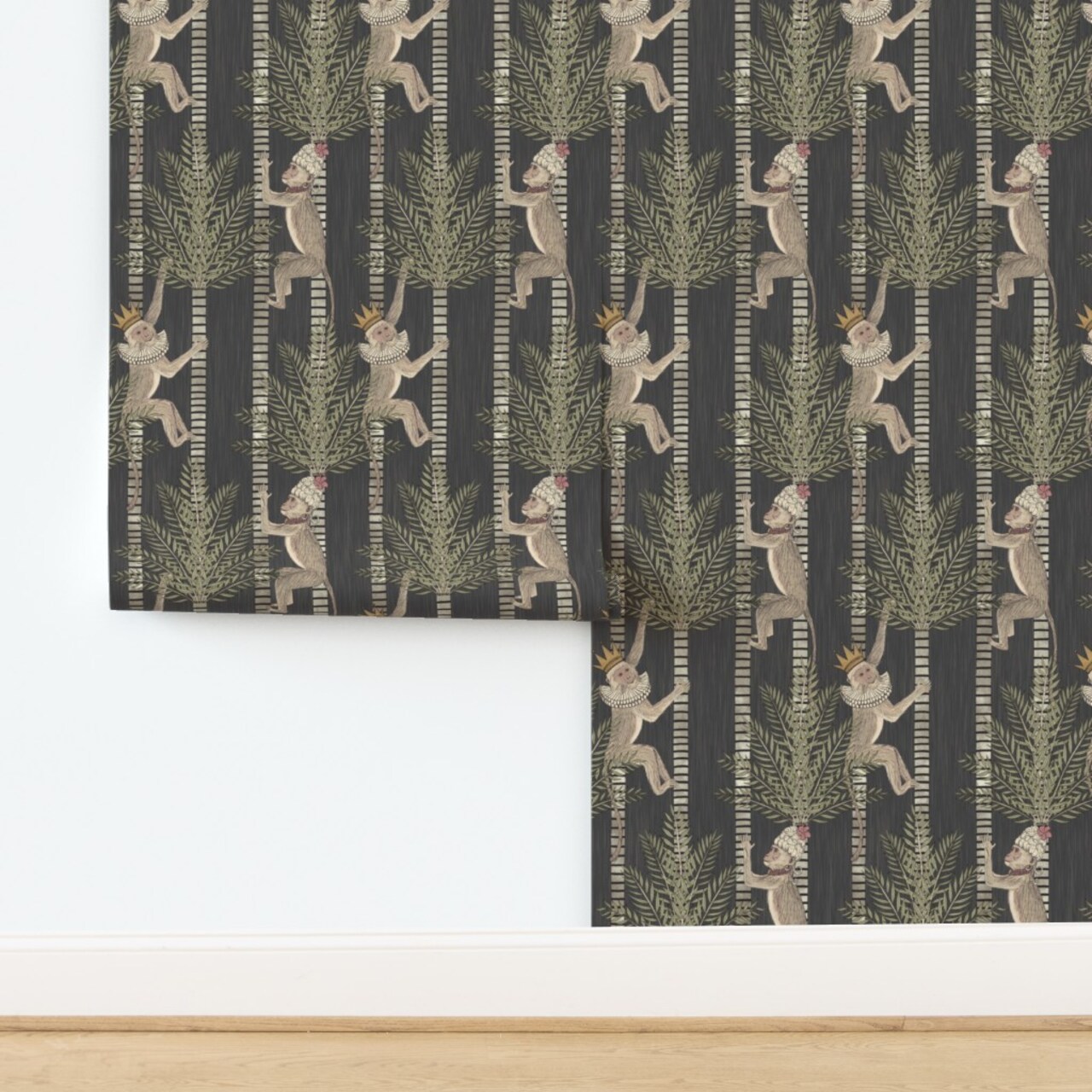 Jungle Palm Tree King And Queen Vertical Custom Pre-pasted Wallpaper by Spoonflower Pre-Pasted Wallpaper 2FT Wide